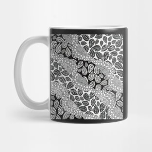 Wavy Paisley Polka Dots | Black and White Digital Illustration Mug